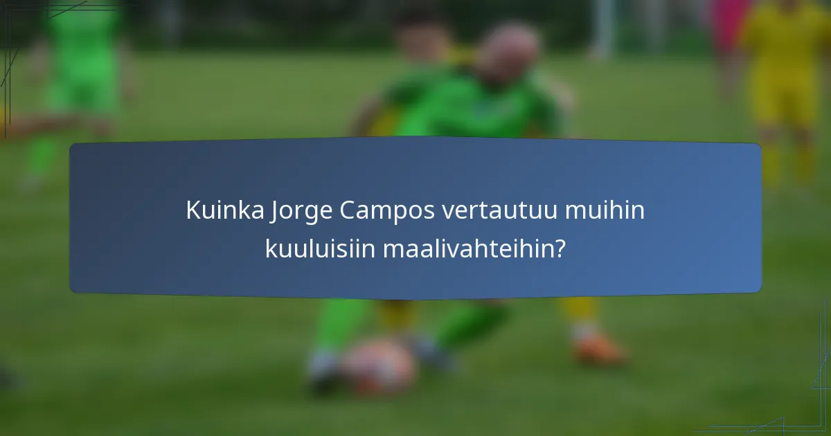 Kuinka Jorge Campos vertautuu muihin kuuluisiin maalivahteihin?