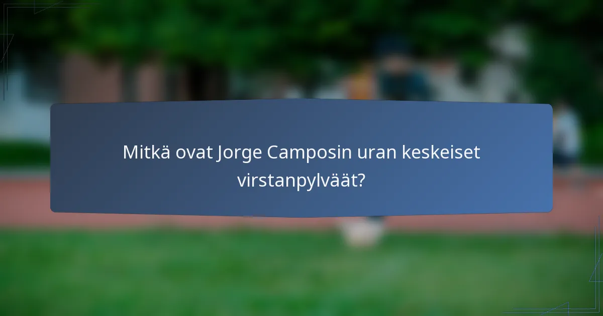 Mitkä ovat Jorge Camposin uran keskeiset virstanpylväät?